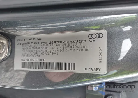 2016 Audi A3 2.0T Premium из США, поврежденный, VIN WAUE8GFF5G1069433